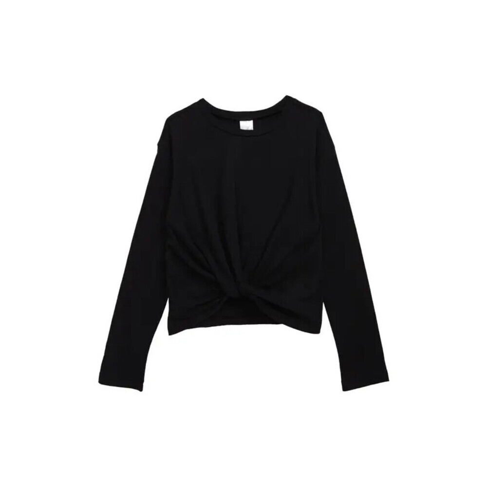 Nordstrom Kids Twist Front Long Sleeve T-Shirt In Black Size M 8-10